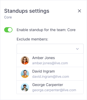 Standups Exclude Members