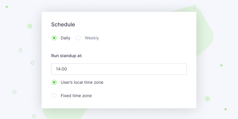Standups Set Schedule