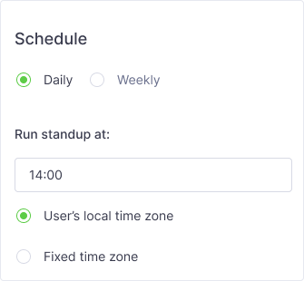 Standups Set Schedule