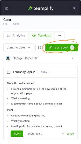 Standup Write Report