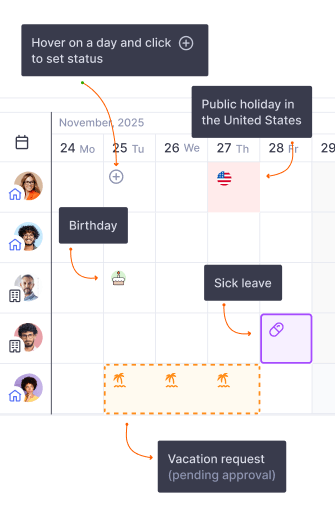 Availability statuses on Teamplify calendars