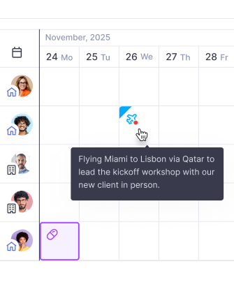 Availability statuses on Teamplify calendars with comment