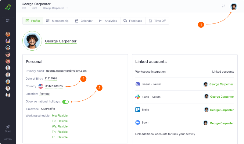 Built-in national holidays