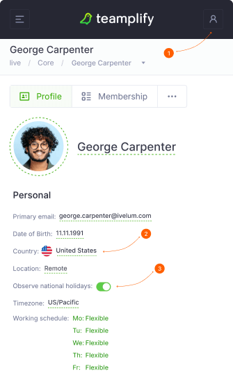 Built-in national holidays