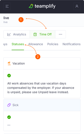 Control availability statuses