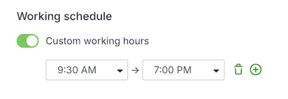 Custom working hours