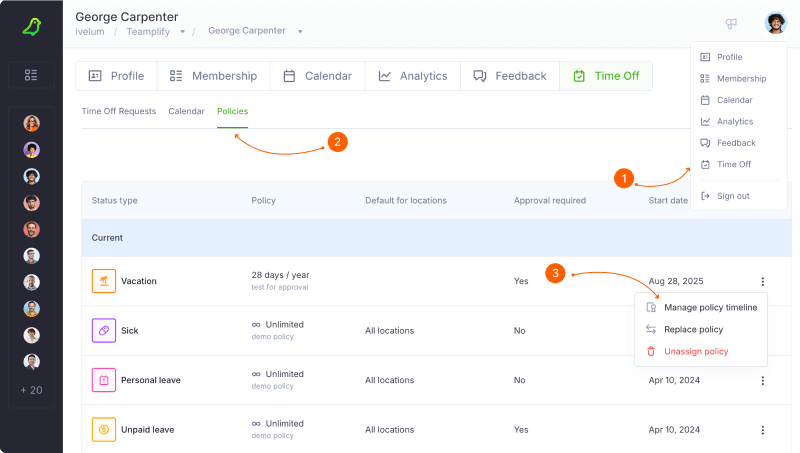 Maintaining policy history