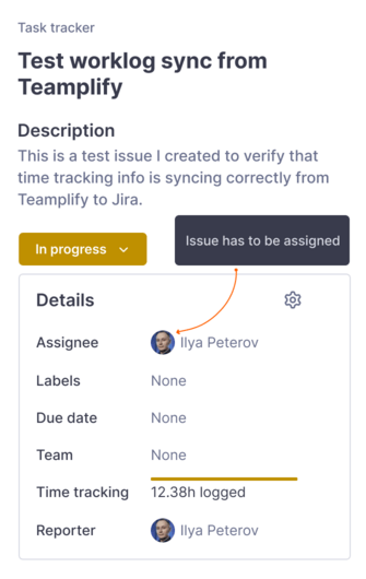 Issue with an assignee in Jira