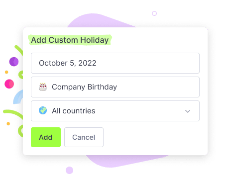 Custom organization holidays