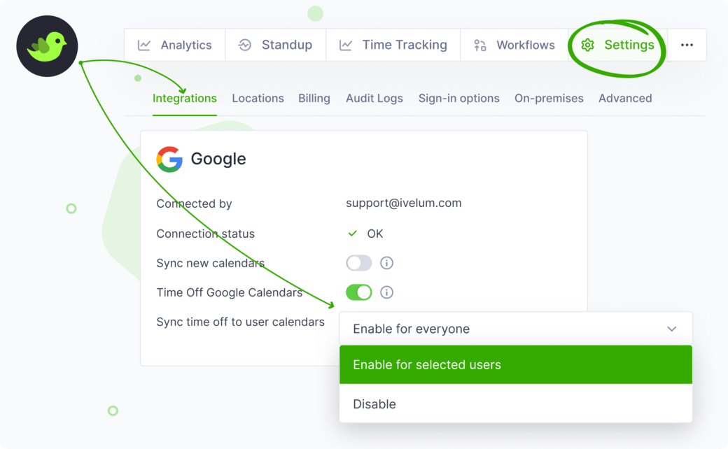 Sync time off to user calendars